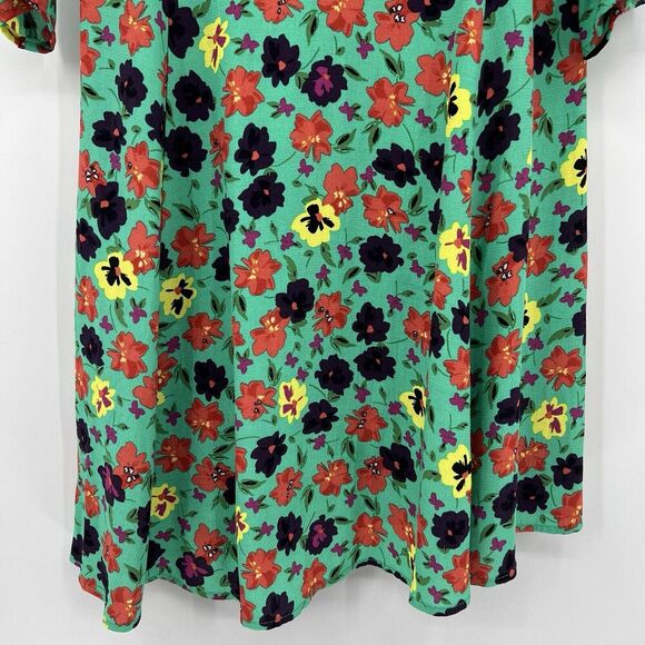 Zara Green Floral‎ Mini Dress 3/4 Length Ruched Sleeves Tie Back Size XS NWT - Picture 7 of 9